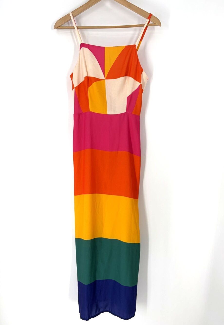 Never Fully Dressed Slip Dress Size 4 Rainbow Chica Stripe Maxi Boho Midi Party